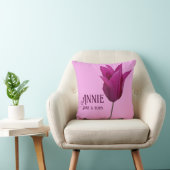 かわいいピンクのチューリップアニー名カスタマイズ可能な赤ちゃん女の子 クッション (椅子)