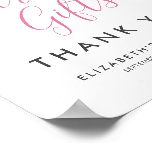 かわいいピンクのツチュバレリーナベビーシャワーカードギフト ポスター (角)