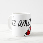 かわいいピンクのテディベアとバラとハートマグカップ コーヒーマグカップ (正面左)