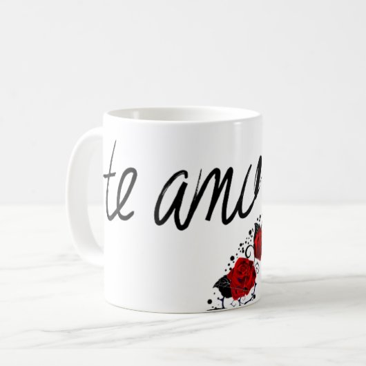 かわいいピンクのテディベアとバラとハートマグカップ コーヒーマグカップ (正面左)