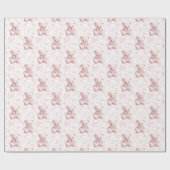 かわいいピンクのテディベアフローララッピング紙 ラッピングペーパー (フラット)