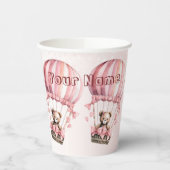 かわいいピンクのテディベア気球パーティー 紙コップ (左)