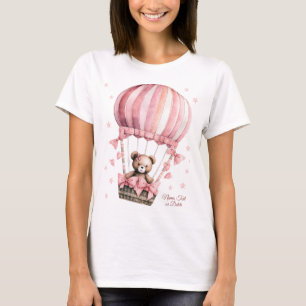 かわいいピンクのテディベア熱い空気吹きエレガント船 Tシャツ