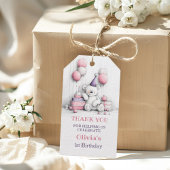 かわいいピンクのテディベア1st誕生日ありがとう ギフトタグ