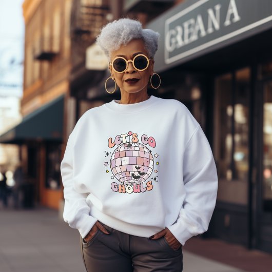 かわいいピンクのディスコボールハロウィーンへ行こう スウェットシャツ