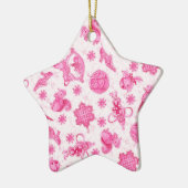 かわいいピンクのディティの休日クリスマスウォーター色 セラミックオーナメント (左)