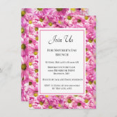 かわいいピンクのデイジーの母の日ブランチ 招待状 (正面/裏面)