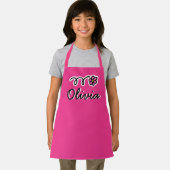 かわいいピンクのデイジーフラワーキッドのベーキングエプロン エプロン (インサイチュ)