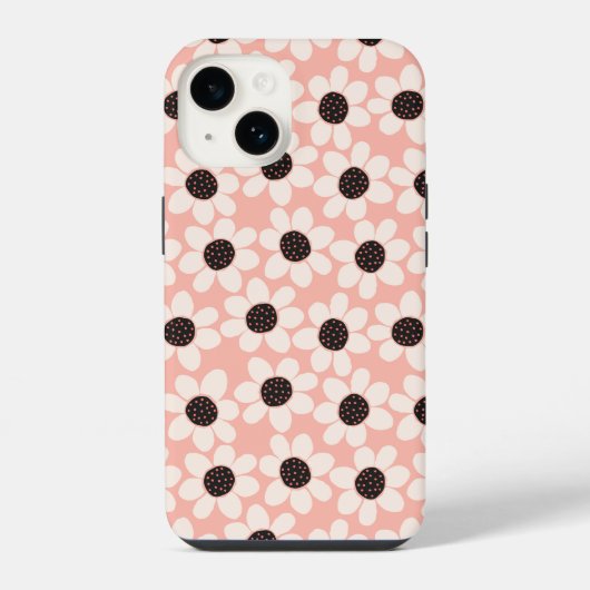 かわいいピンクのデイジー花柄 iPhoneケース (裏面)