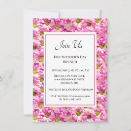 かわいいピンクのデイジー マザーズデイブランジ招待状 招待状