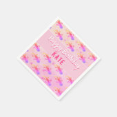 かわいいピンクのトカゲガーリーゲ誕生日パーティー スタンダードカクテルナプキン (角)