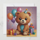 かわいいピンクのトラクターの誕生日カード 招待状 (裏面)