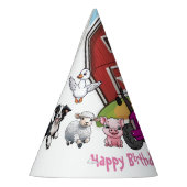 かわいいピンクのトラクター 農場の動物 誕生日 パーティーハット (左)
