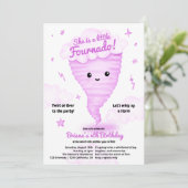 かわいいピンクのトルネードをテーマにした4th誕生日キッズパーティー 招待状 (スタンド正面)