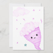 かわいいピンクのトルネードをテーマにした4th誕生日キッズパーティー 招待状 (裏面)