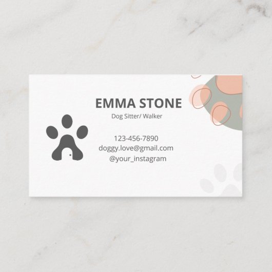 かわいいピンクのドッグシッターのペットストア 名刺 (裏面)