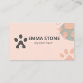 かわいいピンクのドッグシッターのペットストア 名刺 (正面)