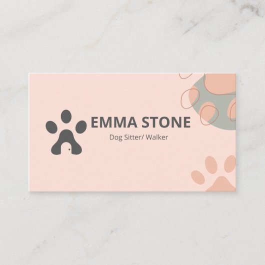 かわいいピンクのドッグシッターのペットストア 名刺 (正面)