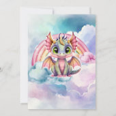 かわいいピンクのドラゴンベビーガールベビーシャワー 招待状 (裏面)