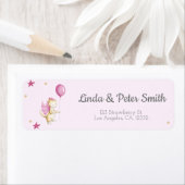 かわいいピンクのドラゴンベビーシャワー差出人住所 ラベル (インサイチュ)