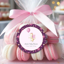 かわいいピンクのドラゴンベビーシャワー ラウンドシール