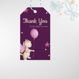 かわいいピンクのドラゴン赤ちゃんシャワー ギフトタグ