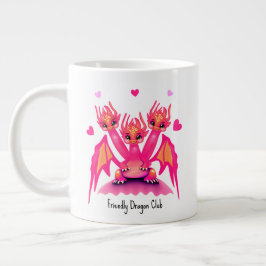 かわいいピンクのドラゴン ジャンボコーヒーマグカップ