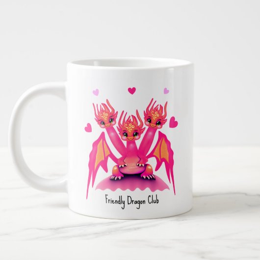 かわいいピンクのドラゴン ジャンボコーヒーマグカップ (左)