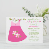 かわいいピンクのドレス衣装ベビーシャワー招待状 招待状 (スタンド正面)