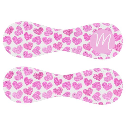 かわいいピンクのドードルハートバレンタインデーのモノグラム ソフトボール (パネル)