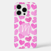 かわいいピンクのドードルハートバレンタインデーのモノグラム Case-Mate iPhoneケース (裏面)