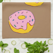 かわいいピンクのドーナツのデザート スイーツ キッチンタオル (折り畳み)