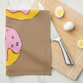 かわいいピンクのドーナツのデザート スイーツ キッチンタオル (四つ折り)