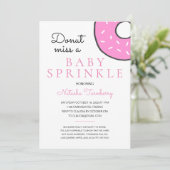 かわいいピンクのドーナツベビー振りかける女の子ベビーシャワー 招待状 (スタンド正面)