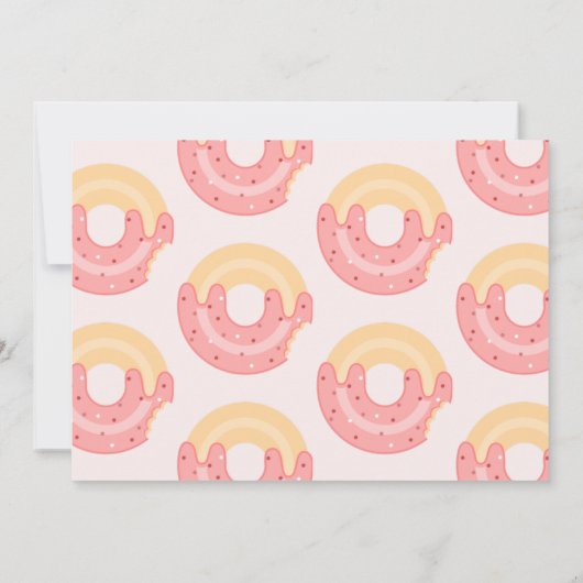 かわいいピンクのドーナツ一振り一誕生日 招待状 (裏面)
