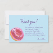 かわいいピンクのドーナツ赤ちゃんシャワー サンキューカード (正面)