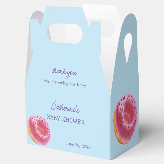 かわいいピンクのドーナツ赤ちゃんシャワー フェイバーボックス (オープン)