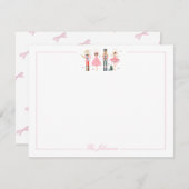 かわいいピンクのナッツクラッカー クリスマスステーショナリー ノートカード (正面/裏面)