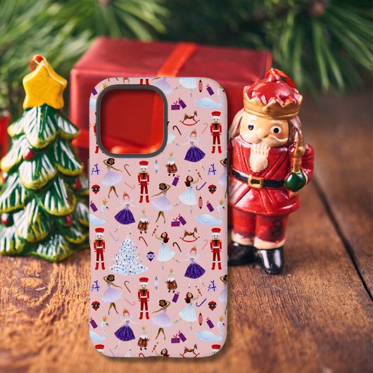 かわいいピンクのナツクラッカークリスマスパターン Case-Mate iPhoneケース