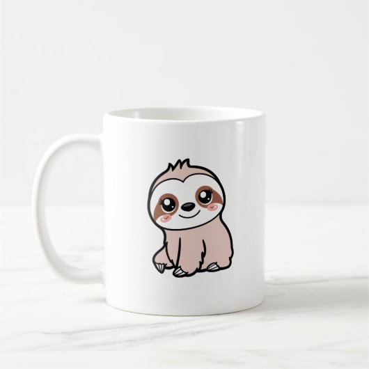 かわいいピンクのナマケモノ コーヒーマグカップ (左)