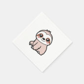 かわいいピンクのナマケモノ スタンダードカクテルナプキン (角)