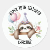 かわいいピンクのナマズ誕生日パーティーの好意 ラウンドシール (正面)