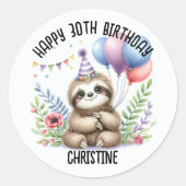 かわいいピンクのナマズ誕生日パーティーの好意 ラウンドシール (正面)