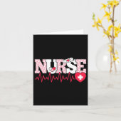 かわいいピンクのナース心拍看護 カード (黄色い花)