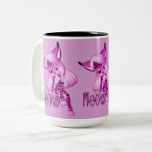 かわいいピンクのニャータイガーキャットコーヒーマグ ツートーンマグカップ (正面左)