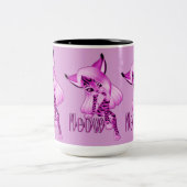 かわいいピンクのニャータイガーキャットコーヒーマグ ツートーンマグカップ (中央)