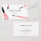かわいいピンクのネイルアーティストツール 名刺 (正面/裏面)
