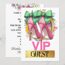 かわいいピンクのハイヒール VIP ゲスト招待状
