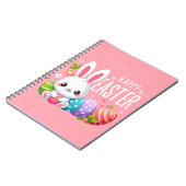 かわいいピンクのハッピーイースターバニー ノートブック (左側)