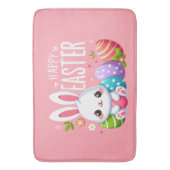 かわいいピンクのハッピーイースターバニー バスマット (正面縦)